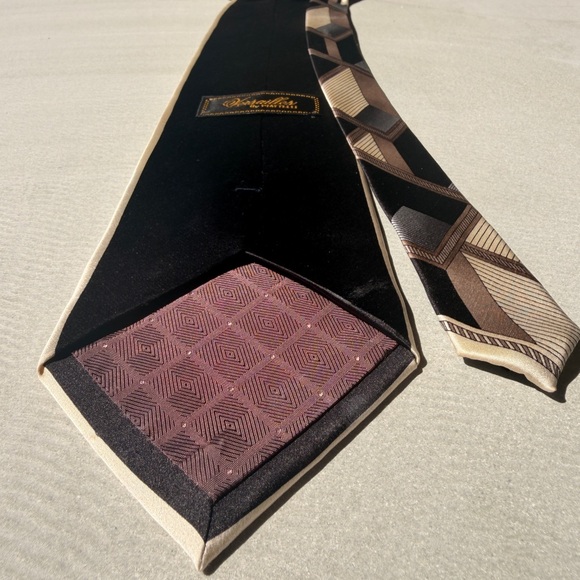 Piattelli Black and Brown Geometric Tie - Picture 4 of 4